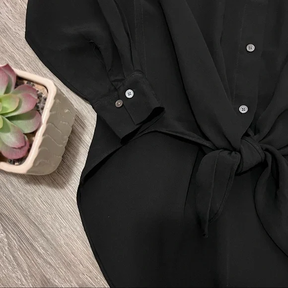 Babaton Aritzia Serge Blouse Black Sz XXS Cupro Fabric - Picture 5 of 10